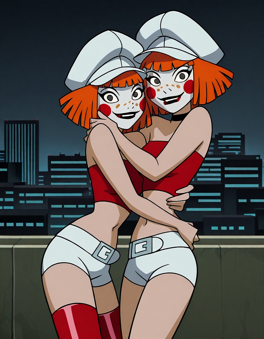 deedees,  short hair,  white cabbie hat on Tensor.Art