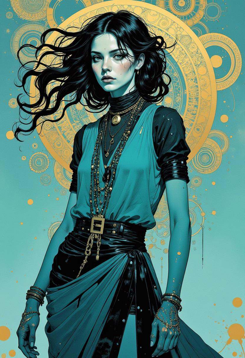 A digital illustration featuring a paint style of James C. Christensen,  ethereal minimalist Alien race cybergoth fashion...