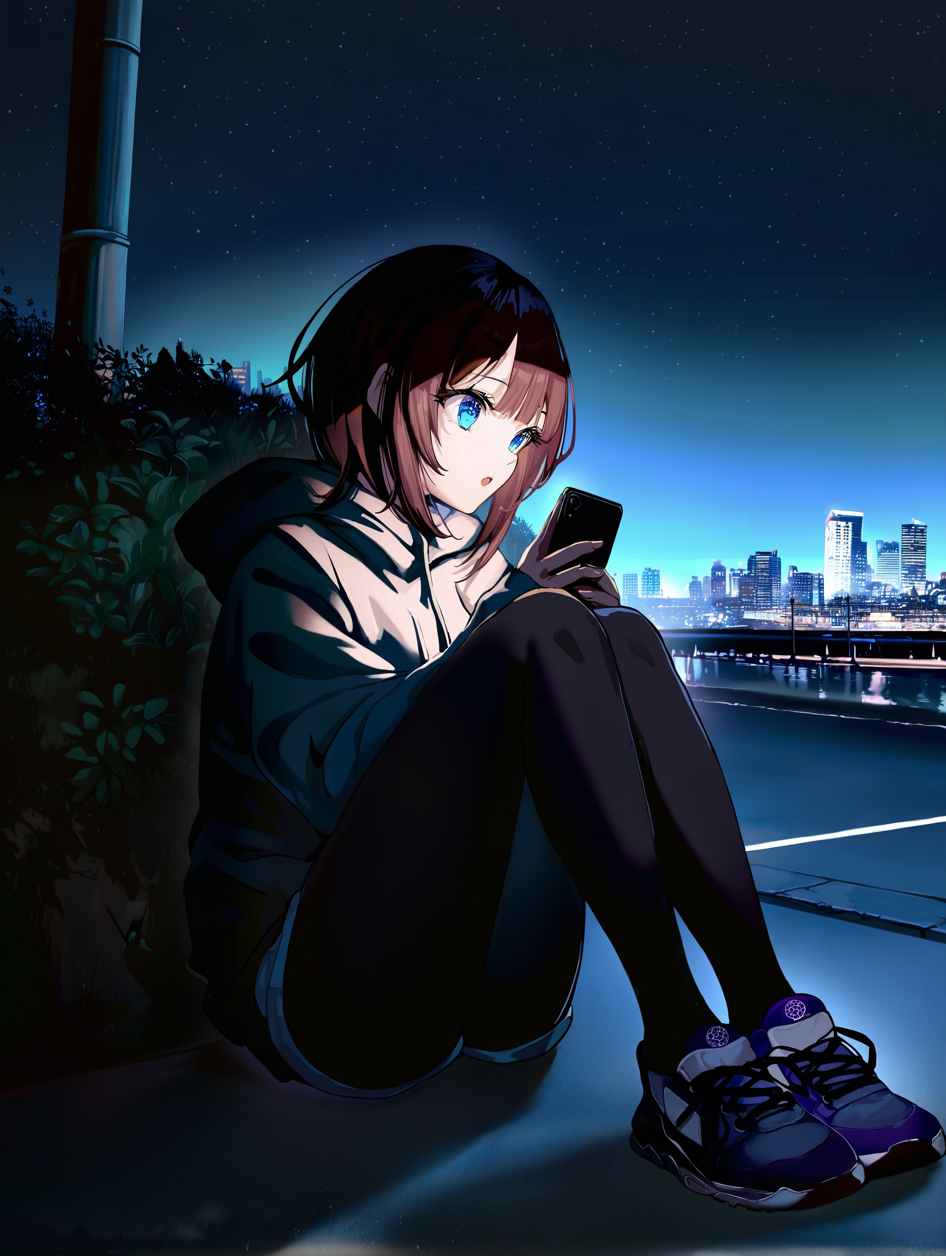 1girl,  sitting,  on street on Tensor.Art