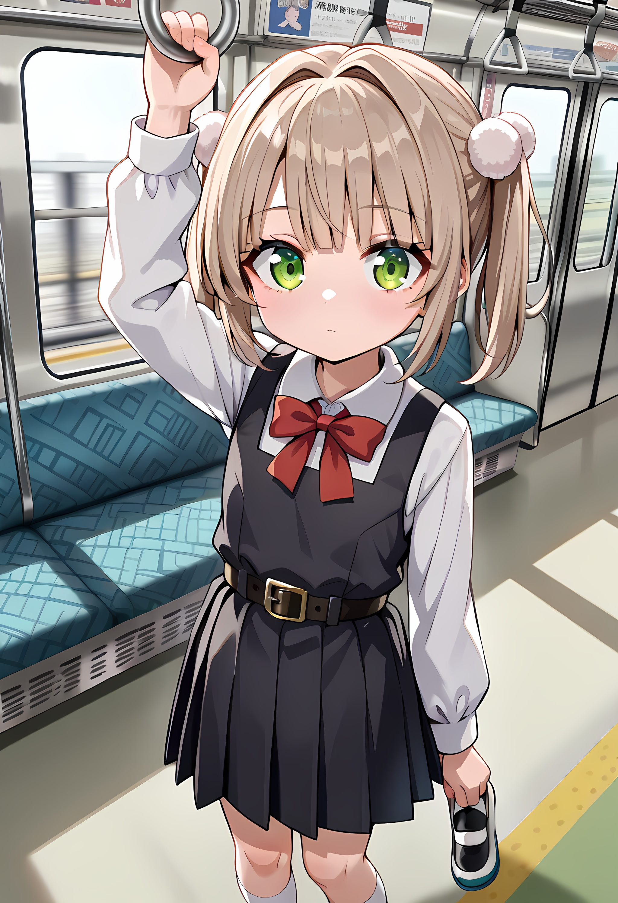 school uniform,  red bow,  collared shirt on Tensor.Art