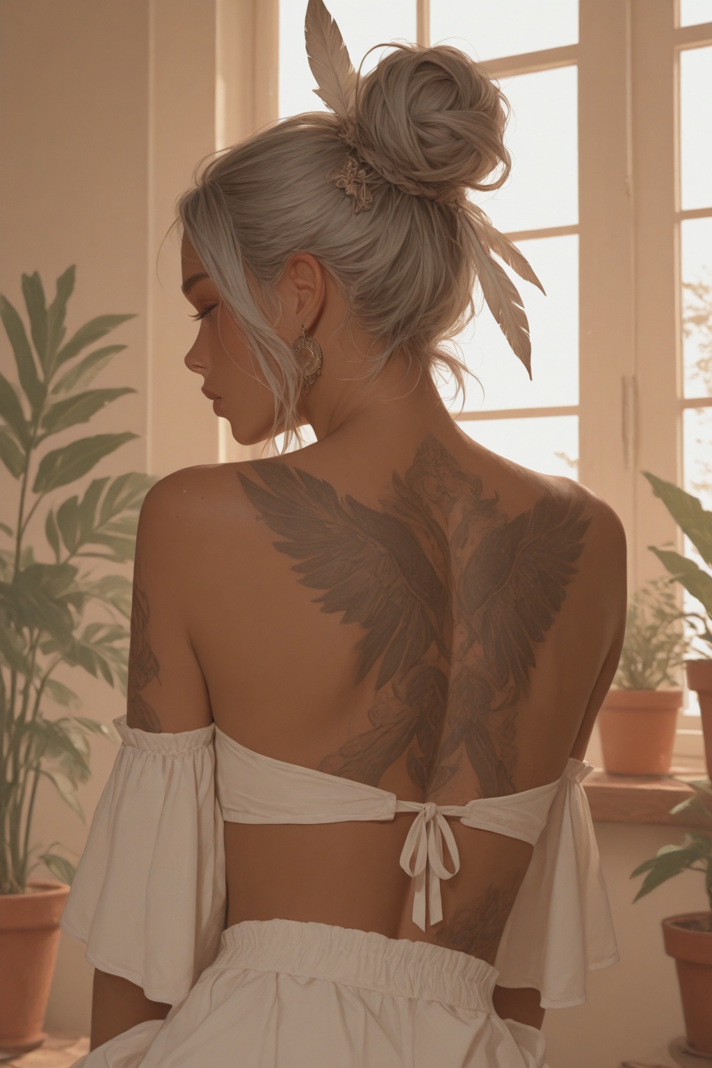 girl,  tattoo,  dark_skin on Tensor.Art