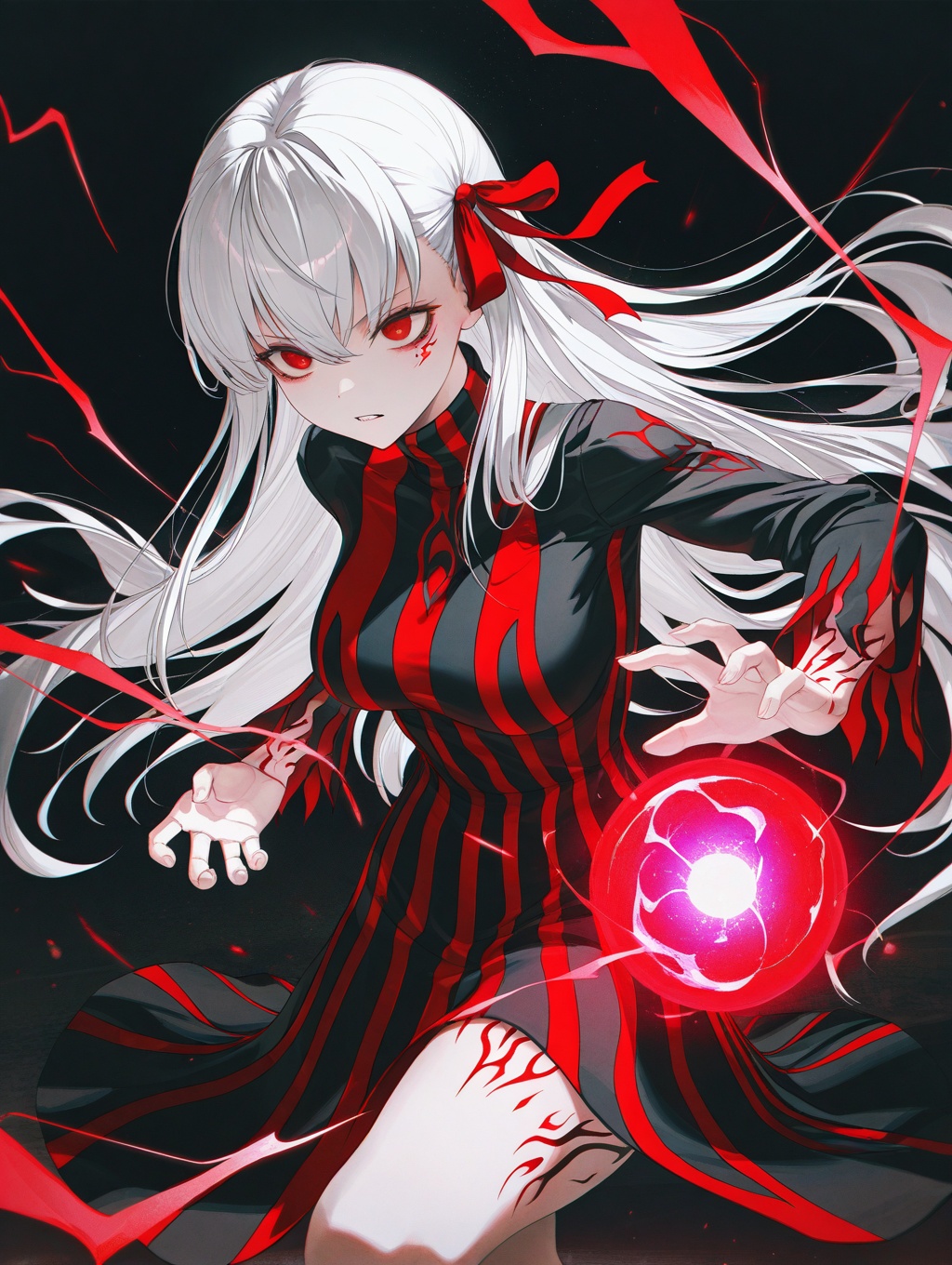 1girl,  solo,  black background on Tensor.Art
