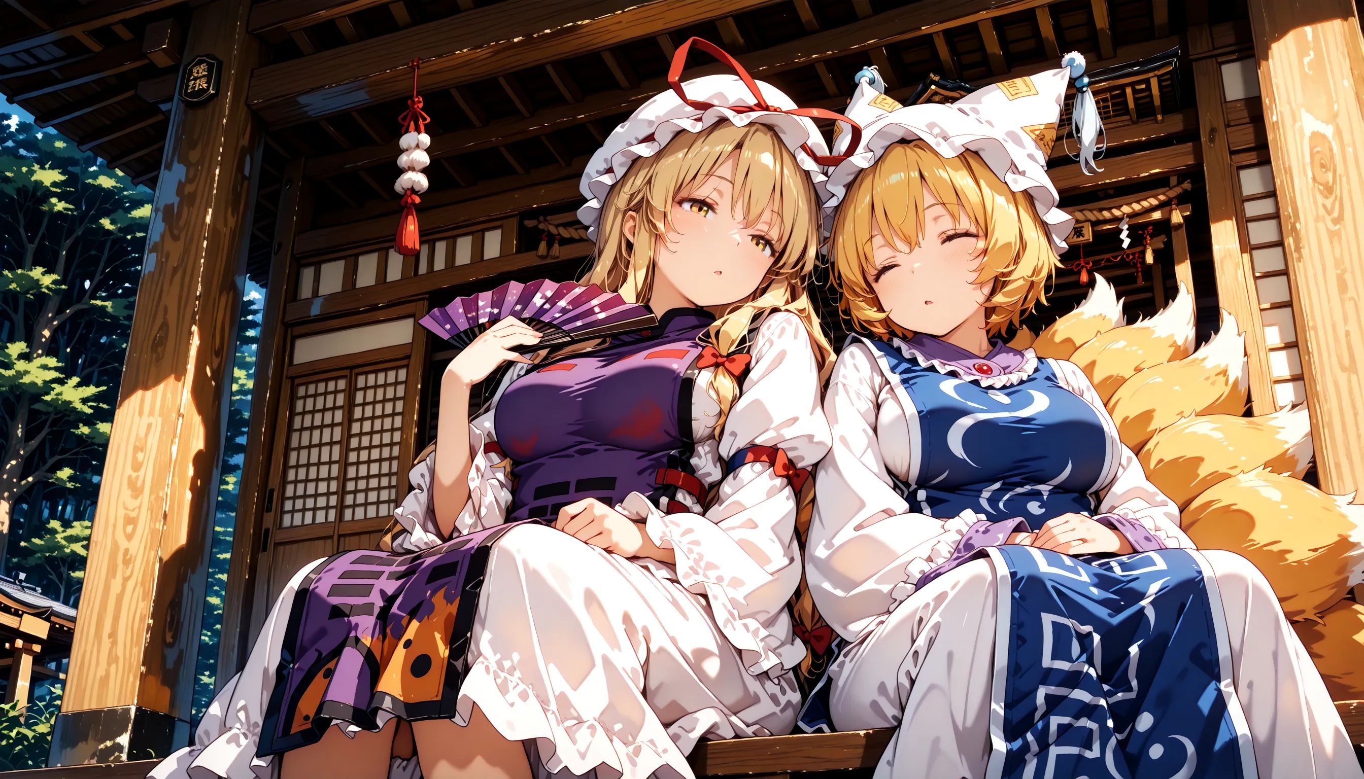 2girls,  yakumo yukari,  yakumo ran on Tensor.Art