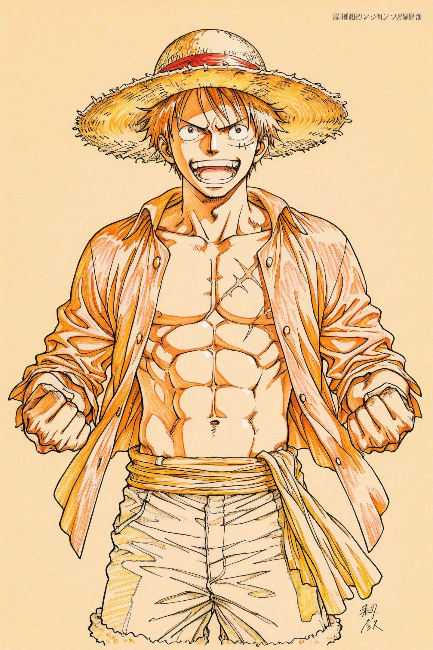 Colorful Line Art,  monkey d. luffy,  solo on Tensor.Art