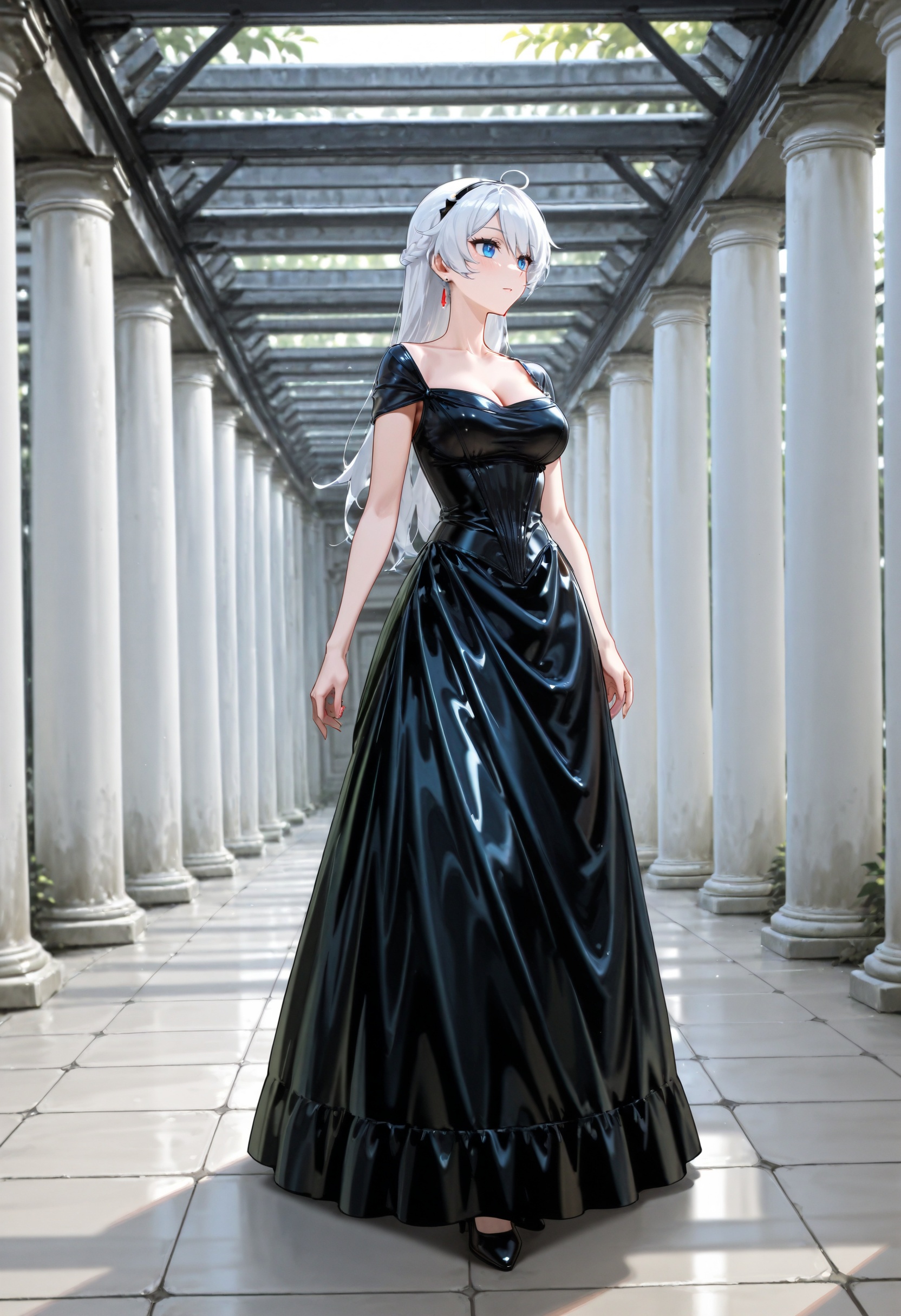 1girl,  solo,  black latex dress on Tensor.Art