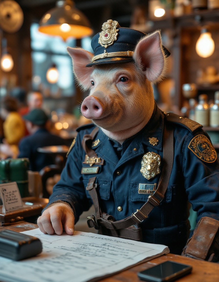 pig working as police officer on Tensor.Art