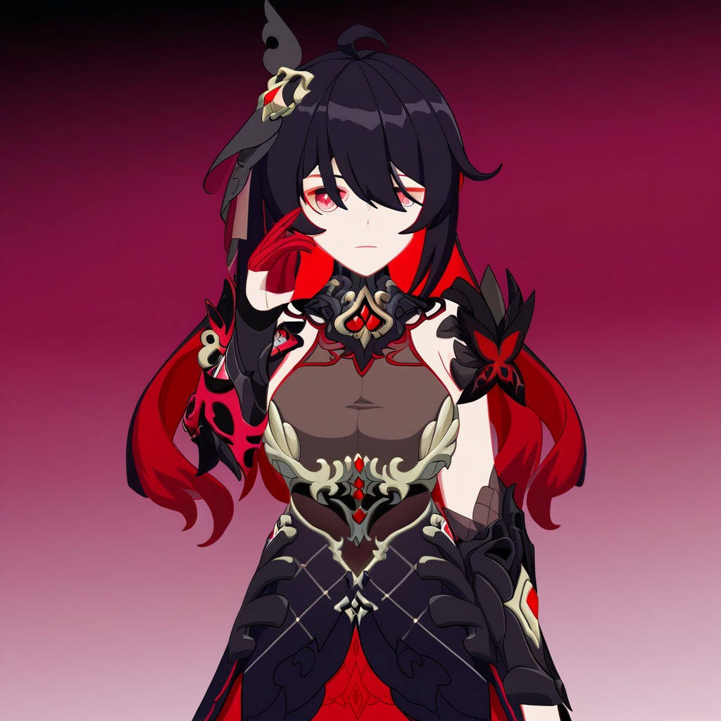 large breasts,  red hair,  two_tone_hair on Tensor.Art