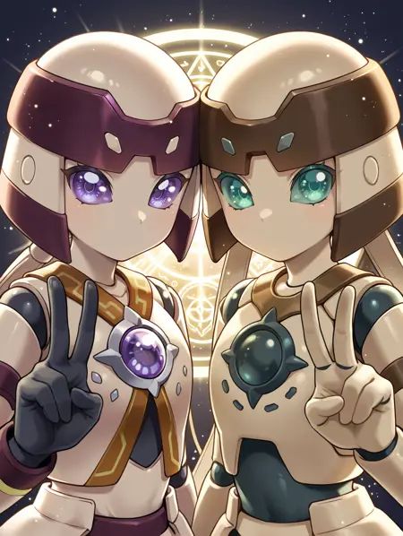 no sclera,  2girls,  no mouth on Tensor.Art