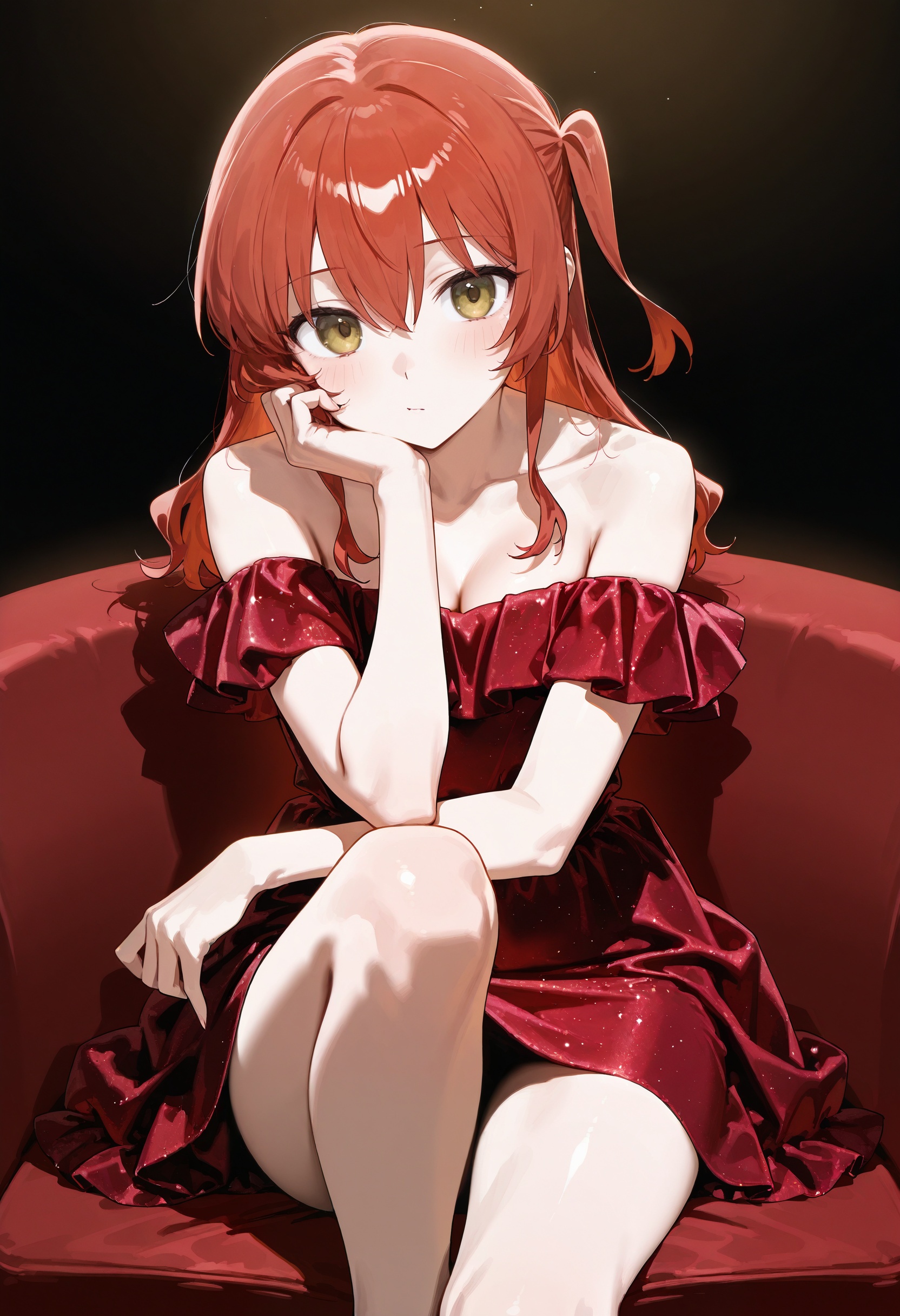 solo,  1girl,  red velvet dress on Tensor.Art