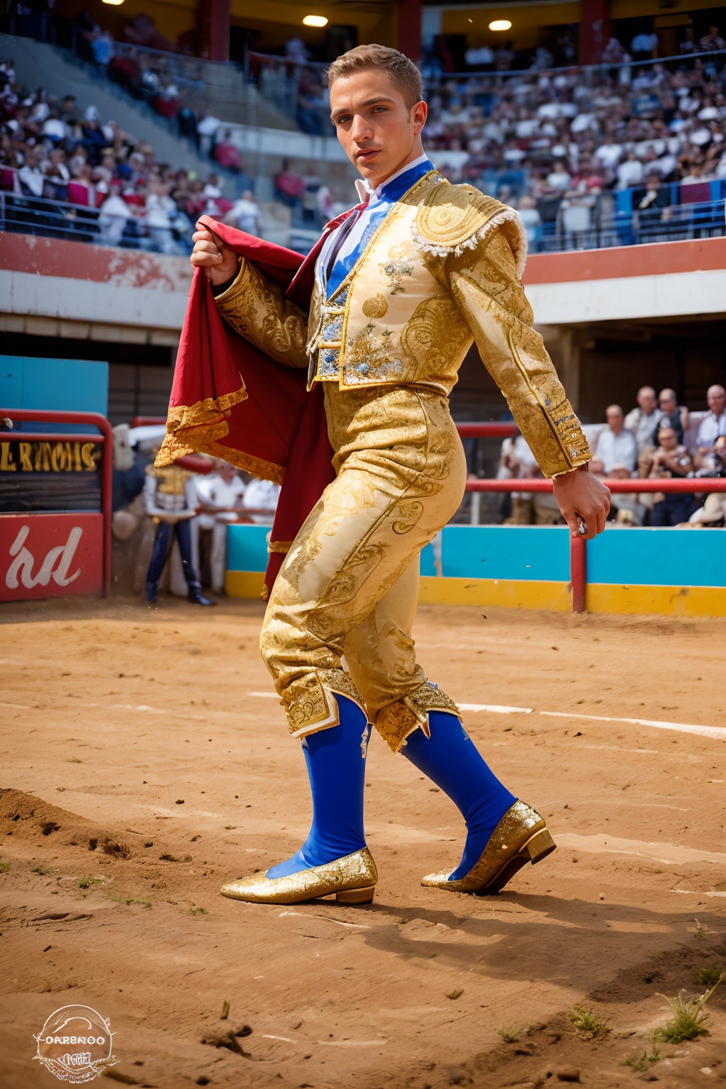 Plaza de Toros de Pamplona,  bullring,  dirt foreground on Tensor.Art
