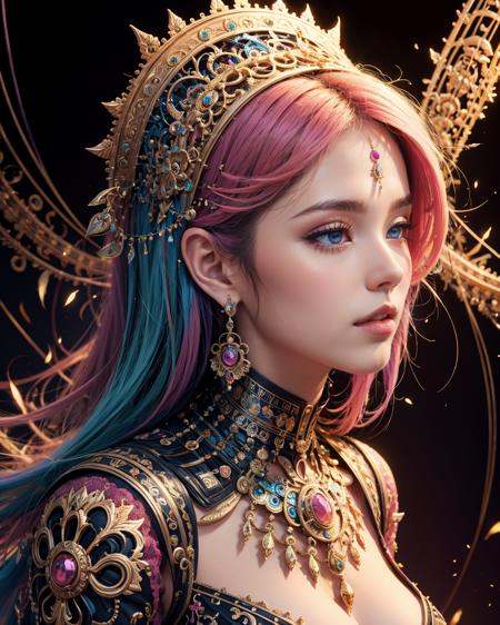 woman meahophontron of colorful ral-frctlgmtry ral-frctlgmtry on Tensor.Art