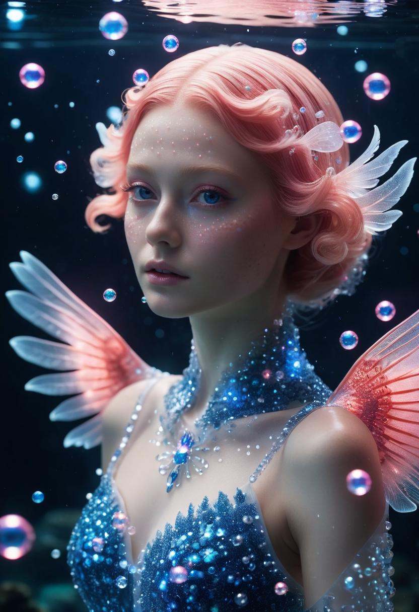 A coral creature,  transparent glowing skin,  close up portrait on Tensor.Art