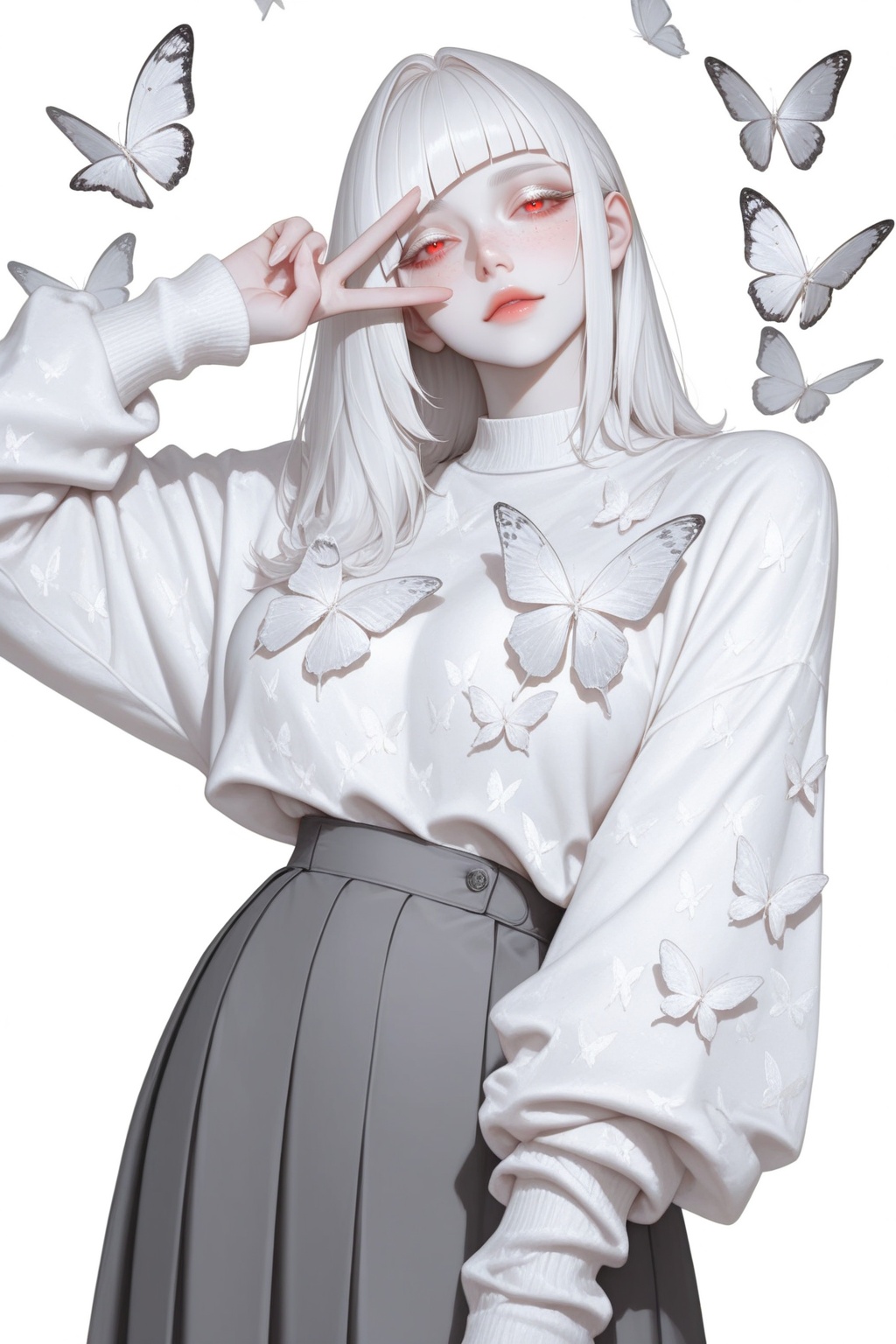 ((upper body,  white background,  (front view on Tensor.Art