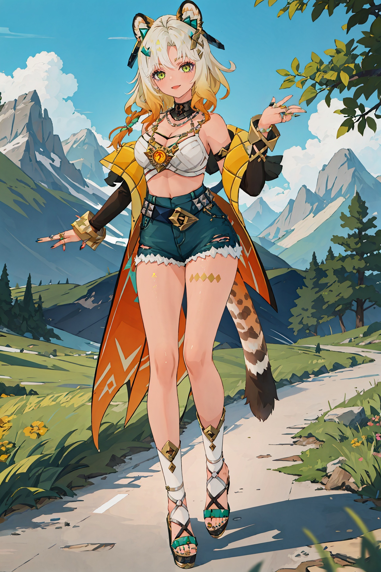 1girl,  xilonen \(genshin impact\),  high-waist shorts on Tensor.Art