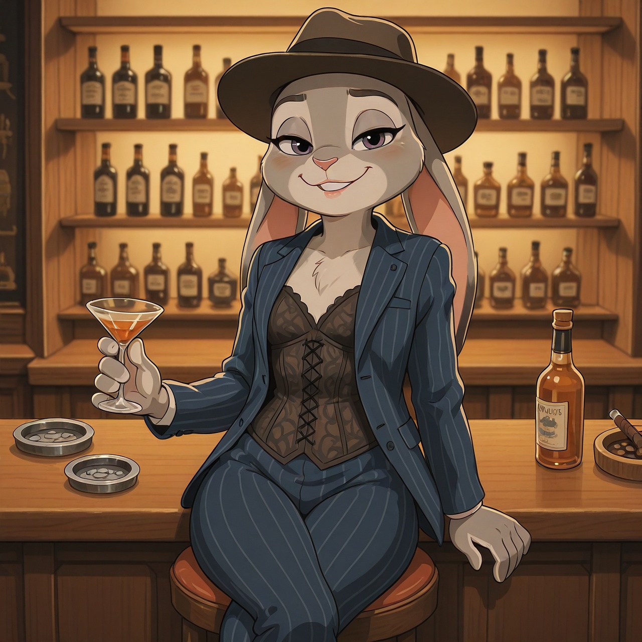 judy hopps,  solo,  furry seductive and confident expression on Tensor.Art