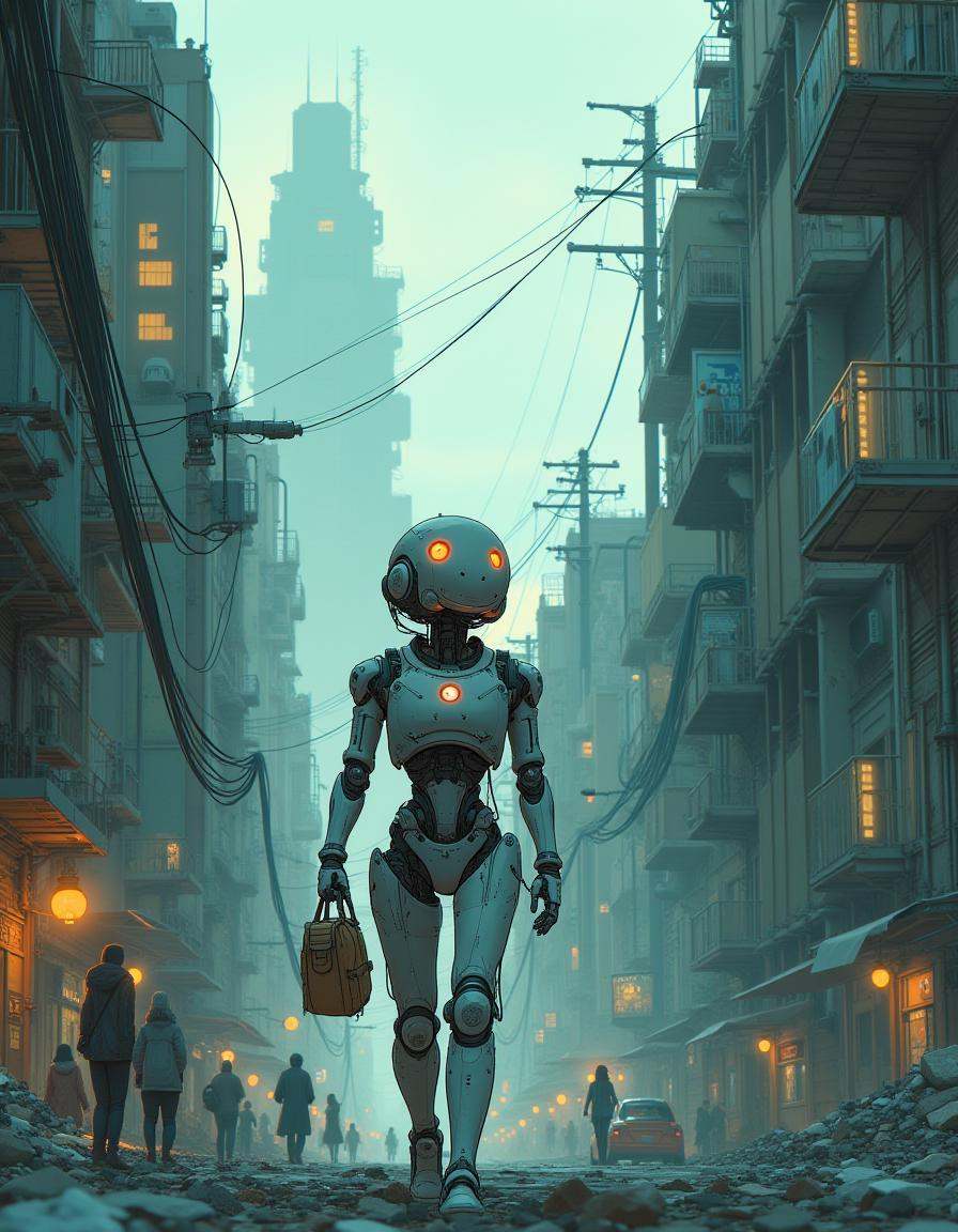 A robot companion,  with a sleek,  humanoid design and a soft on Tensor.Art