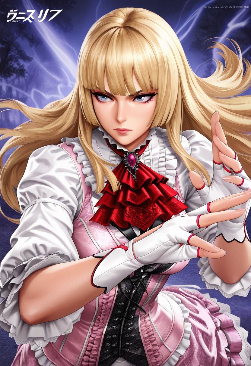 Lili Tekken,  long hair,  blonde hair on Tensor.Art