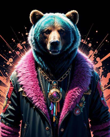 bear meahophontron of colorful ral-frctlgmtry <lora:ral-frctlgmtry-sd15:0.2> ral-frctlgmtry