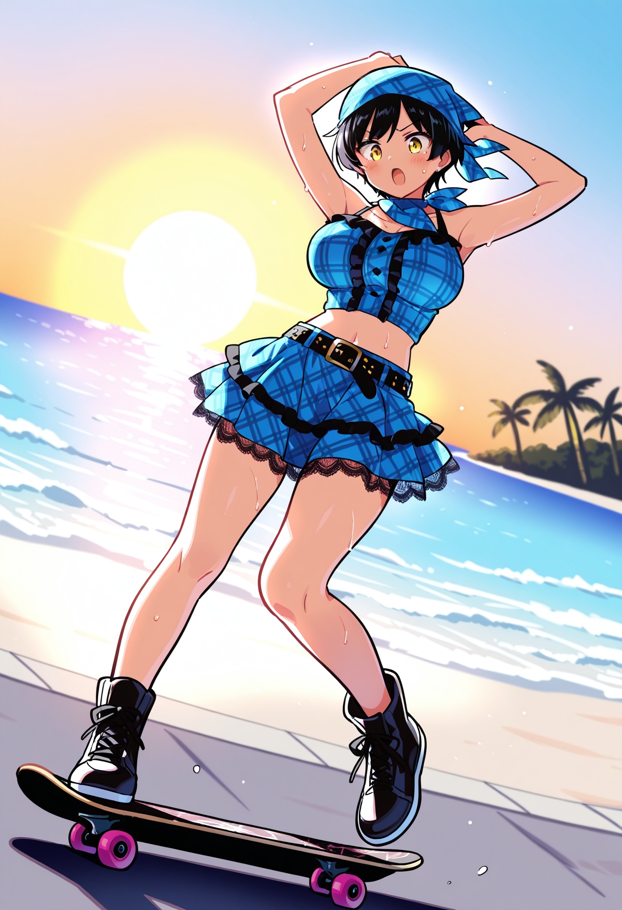 1girl,  black short hair,  bright yellow eyes on Tensor.Art