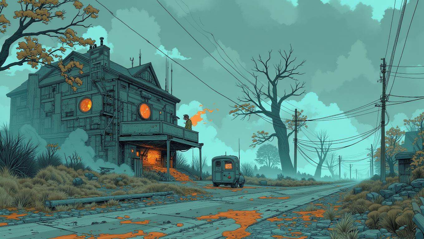 A thick,  rolling fog creeps through a desolate town,  dissolving everything it touches into a puddle of blood and bones....
