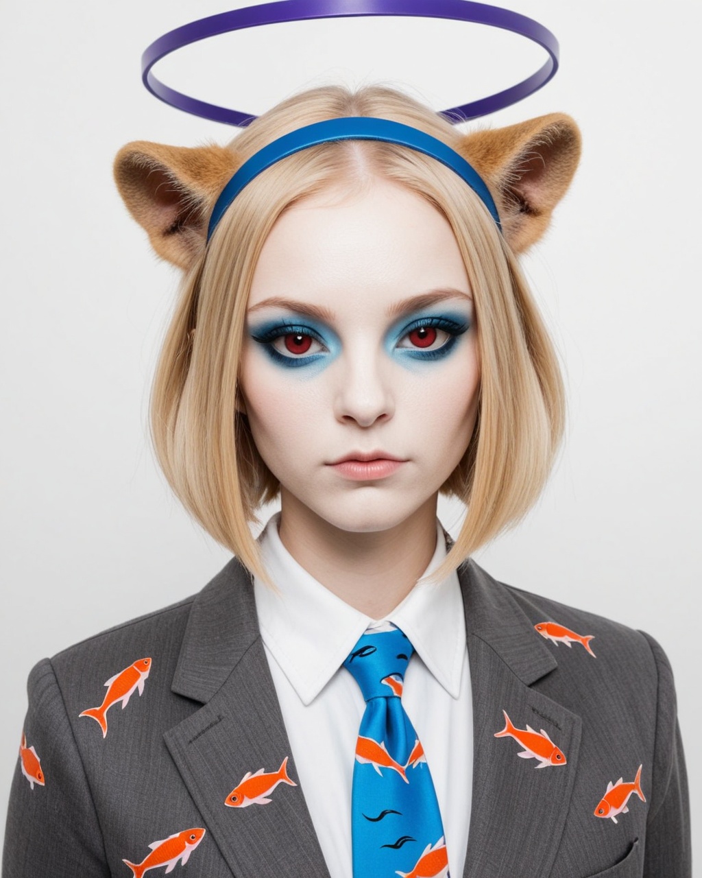 alien fish creature species,  alien skin,  wearing alien-fashion clothes on Tensor.Art