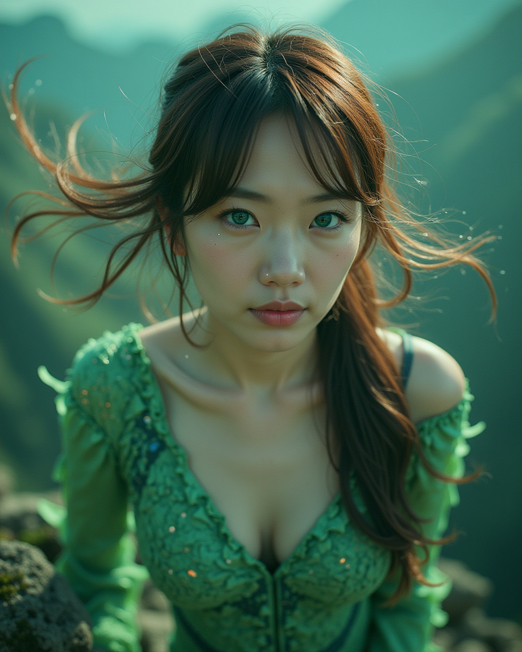 A beautiful and youthful asian model,  19 years old,  showcases her striking looks with a slender body on Tensor.Art