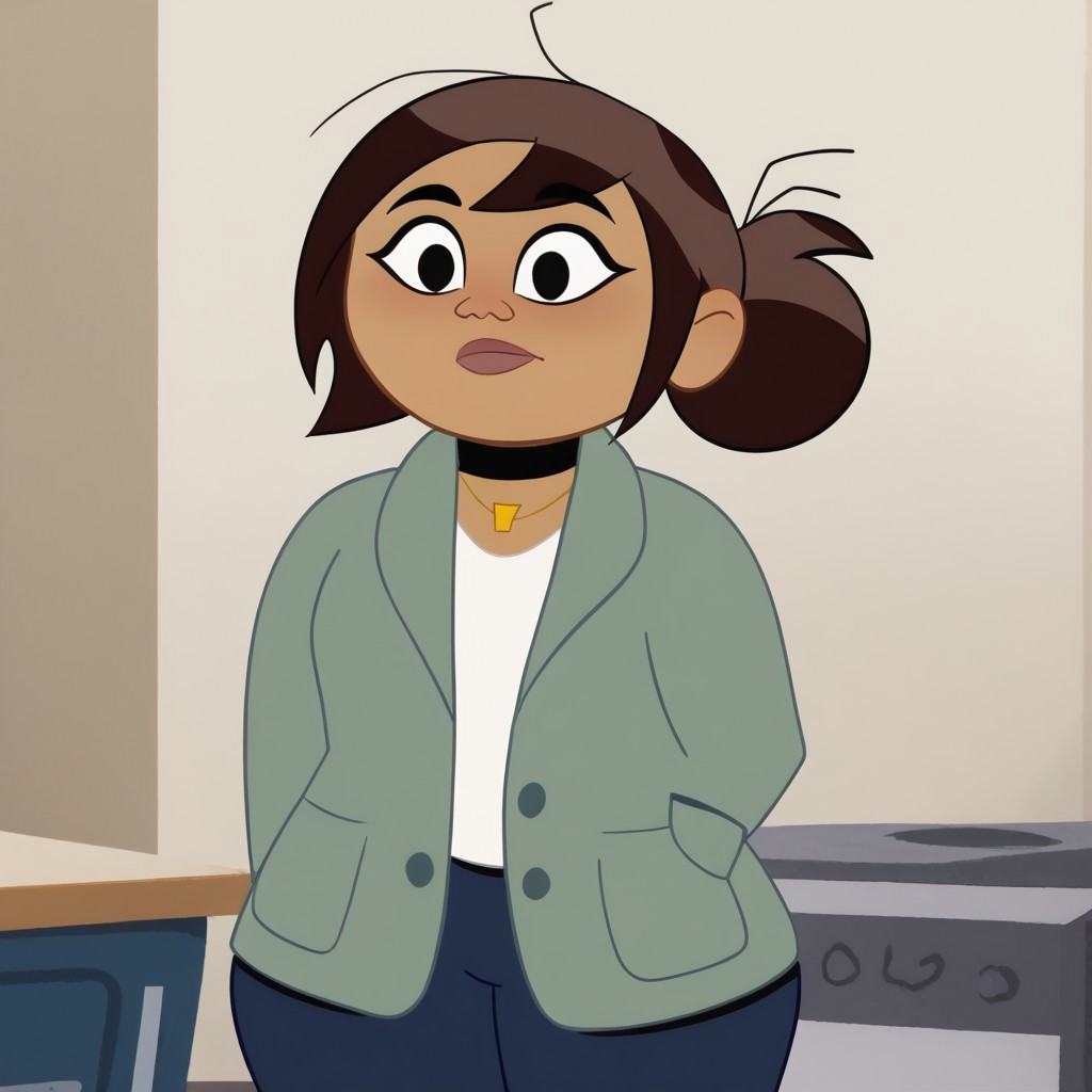 Sharon,  brown hair,  hair bun on Tensor.Art