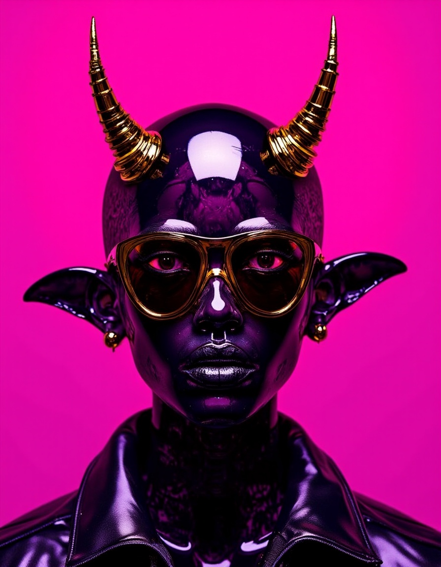 Studio_Punkji,  The image is a digital illustration of a person's face,  specifically the head and upper body. The person...
