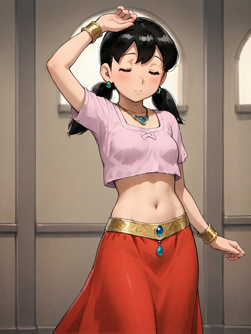 minamoto shizuka,  1girl,  jewelry on Tensor.Art