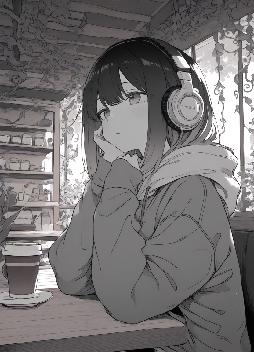 1girl,  hoodie,  sitting on Tensor.Art