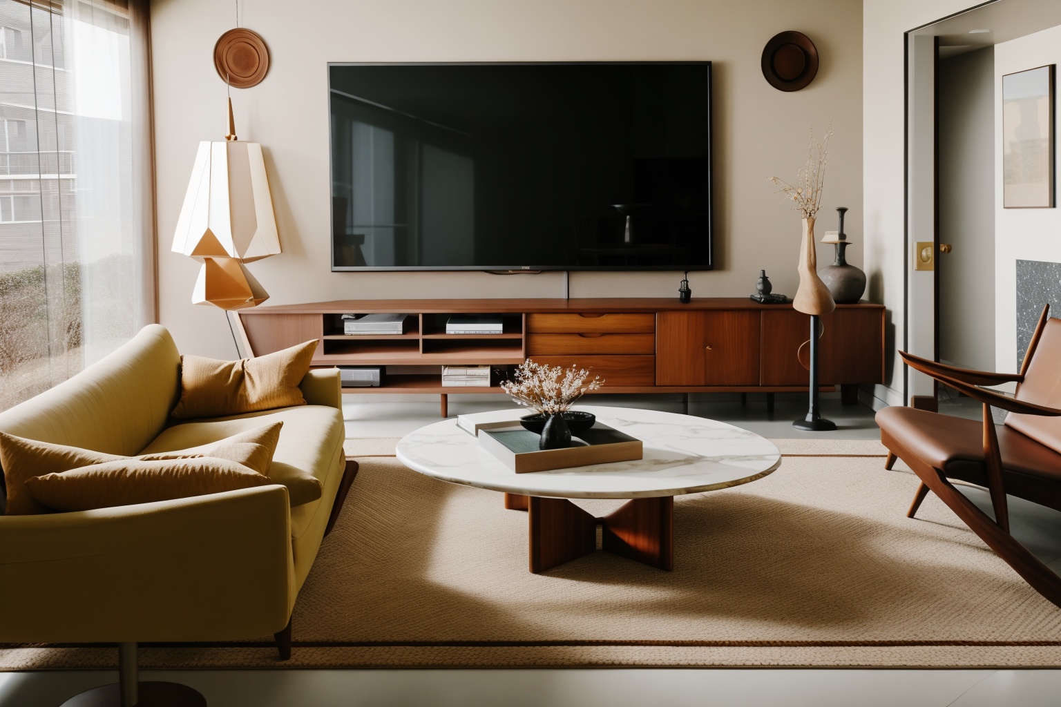 <lora:Mid-Century_living room_50_40_Lion_V3.0-000008:0.68>,Mid-Century Modern Style,living room,interior design,realistically,absurdres 0.5,