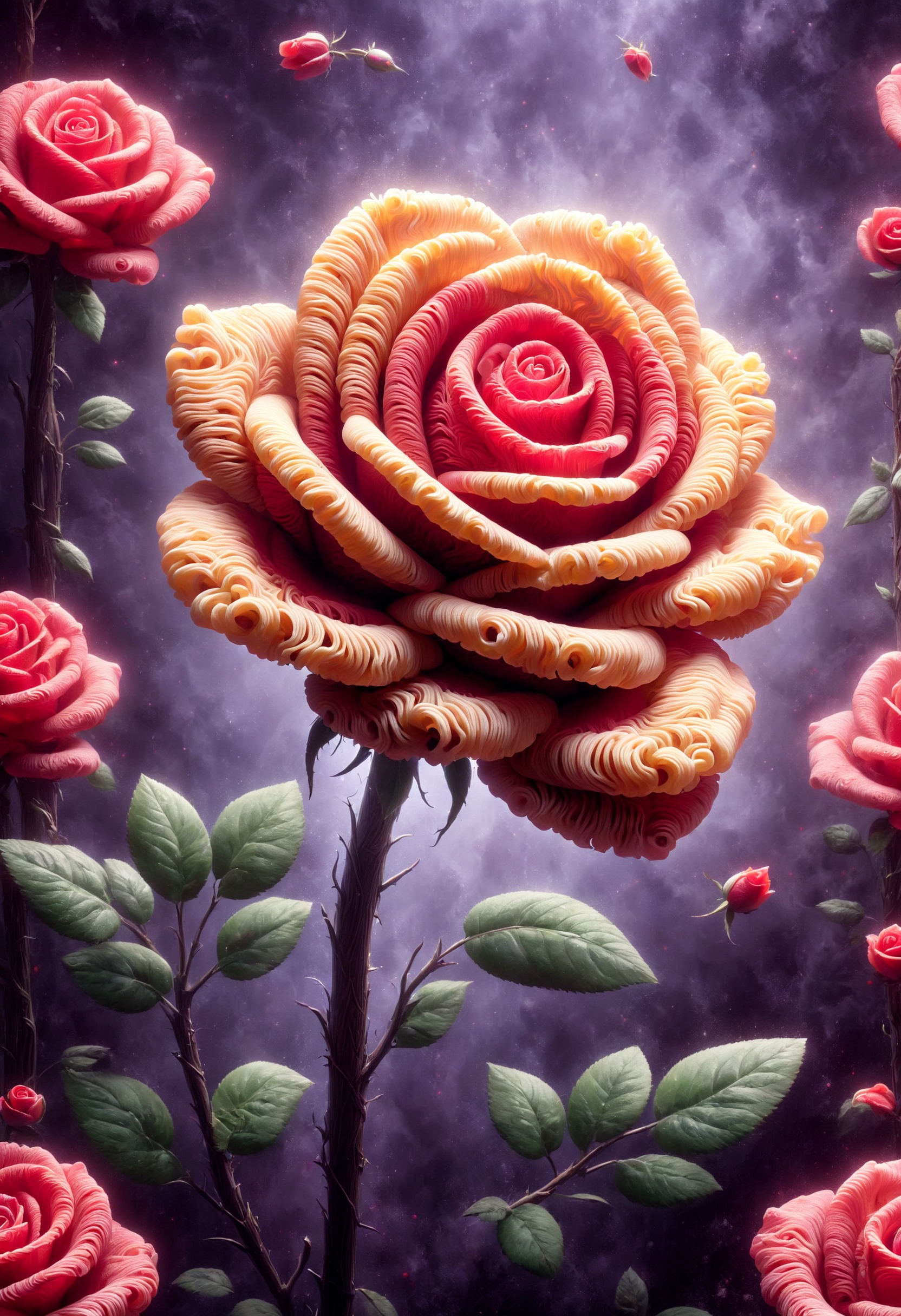 Close up of vibrant macro rose with stunning,  vivid colors,  masterpiece on Tensor.Art