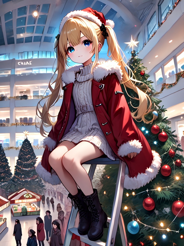 score_9,  source_anime,  christmas tree with festive lights on Tensor.Art