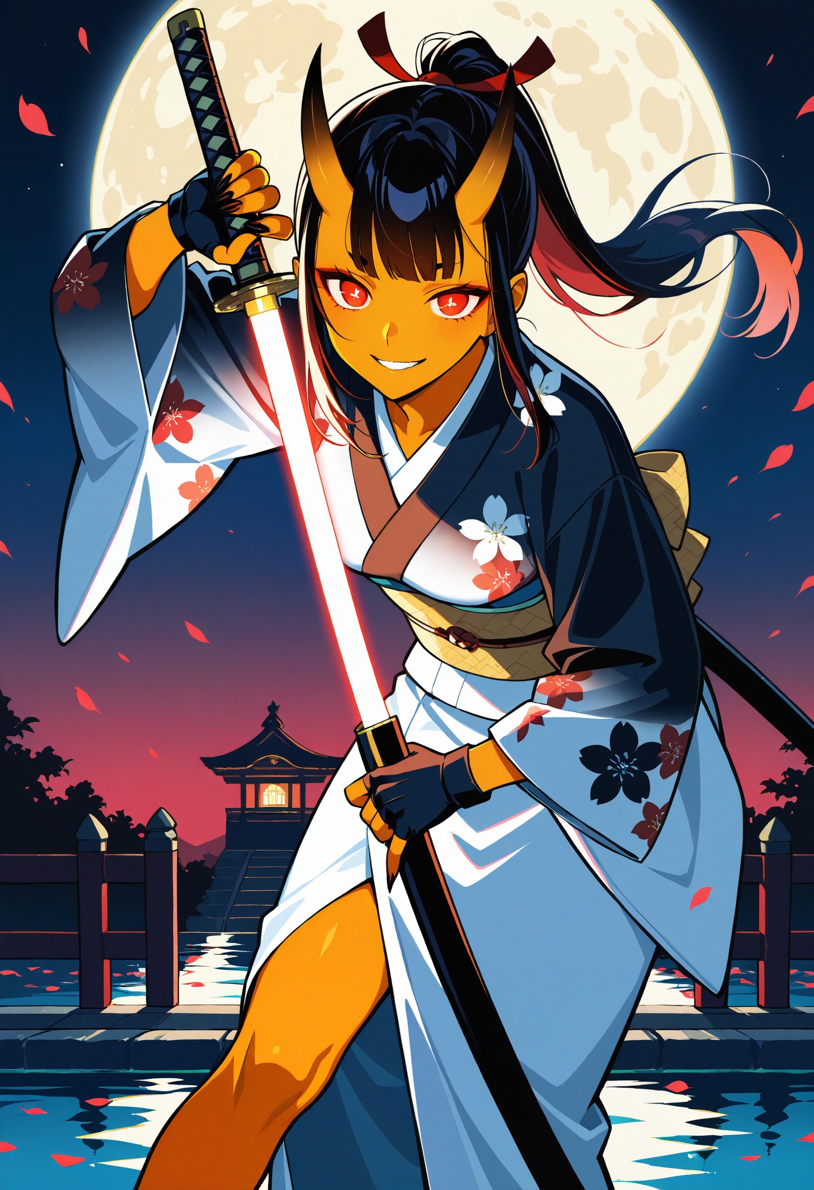 1girl,  weapon,  horns on Tensor.Art