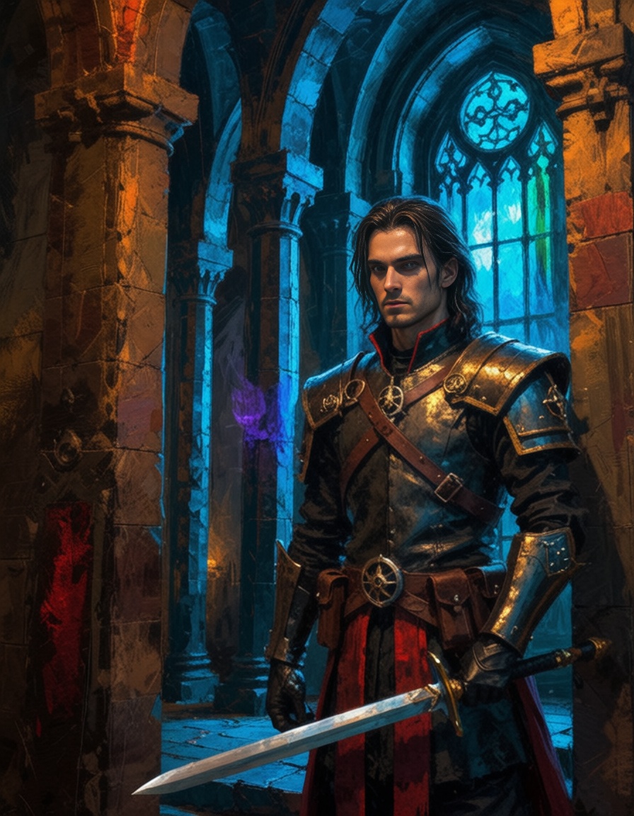 handsome warrior lord standing in his castle,  proud,  confident on Tensor.Art