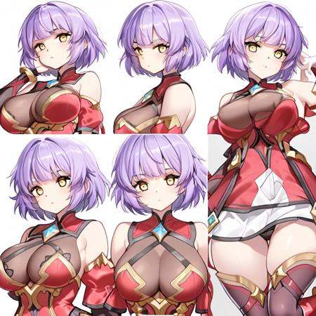purple hair,  short hair,  yellow eyes on Tensor.Art