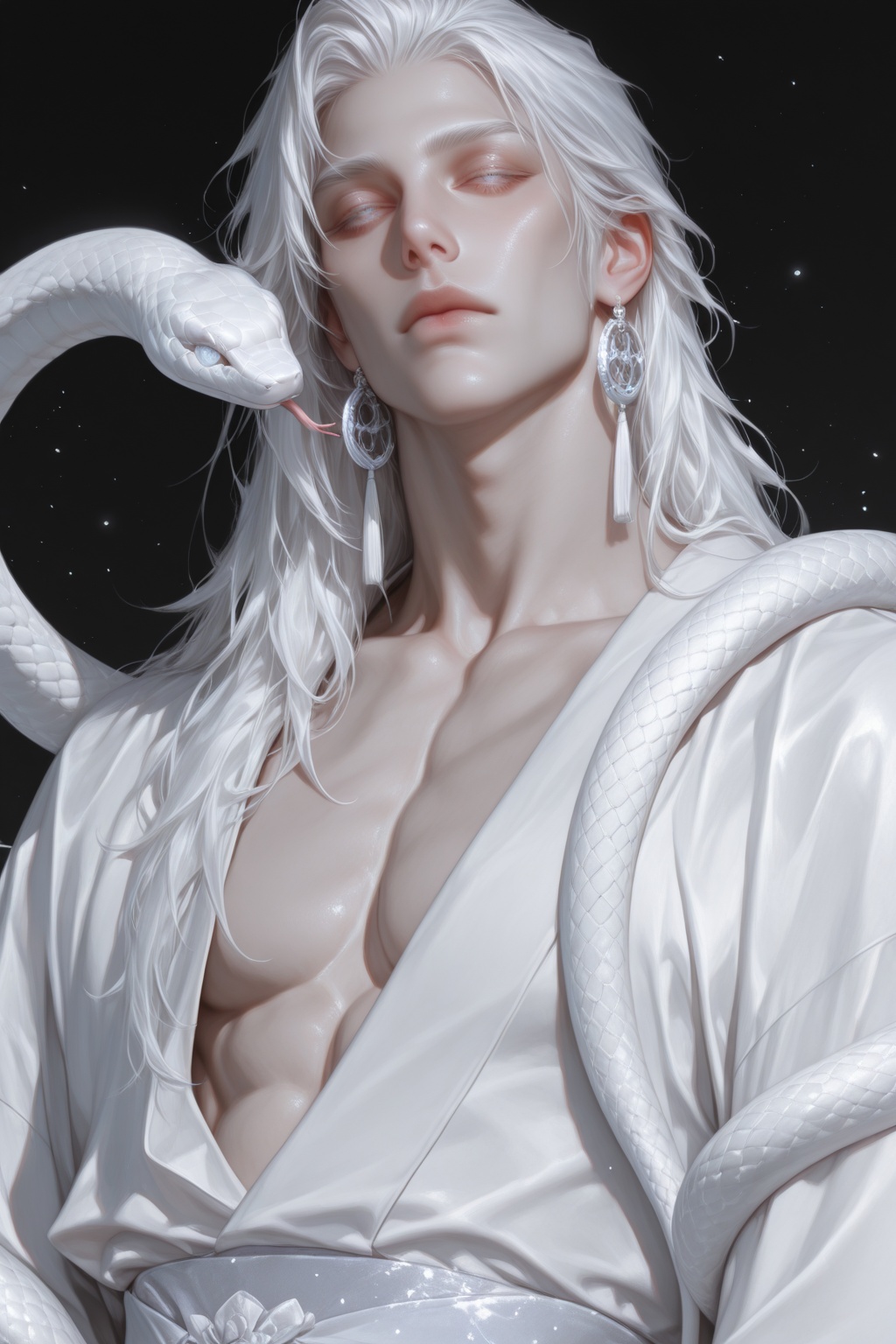 1boy,  snake,  male focus on Tensor.Art