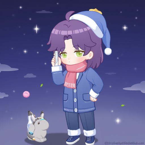 smartphone,  scarf,  green eyes on Tensor.Art