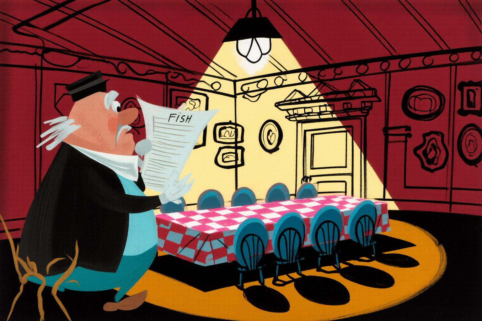 maryblair4q illustration.An elderly man with white mustache,  shown in side profile,  is in a black hat on Tensor.Art