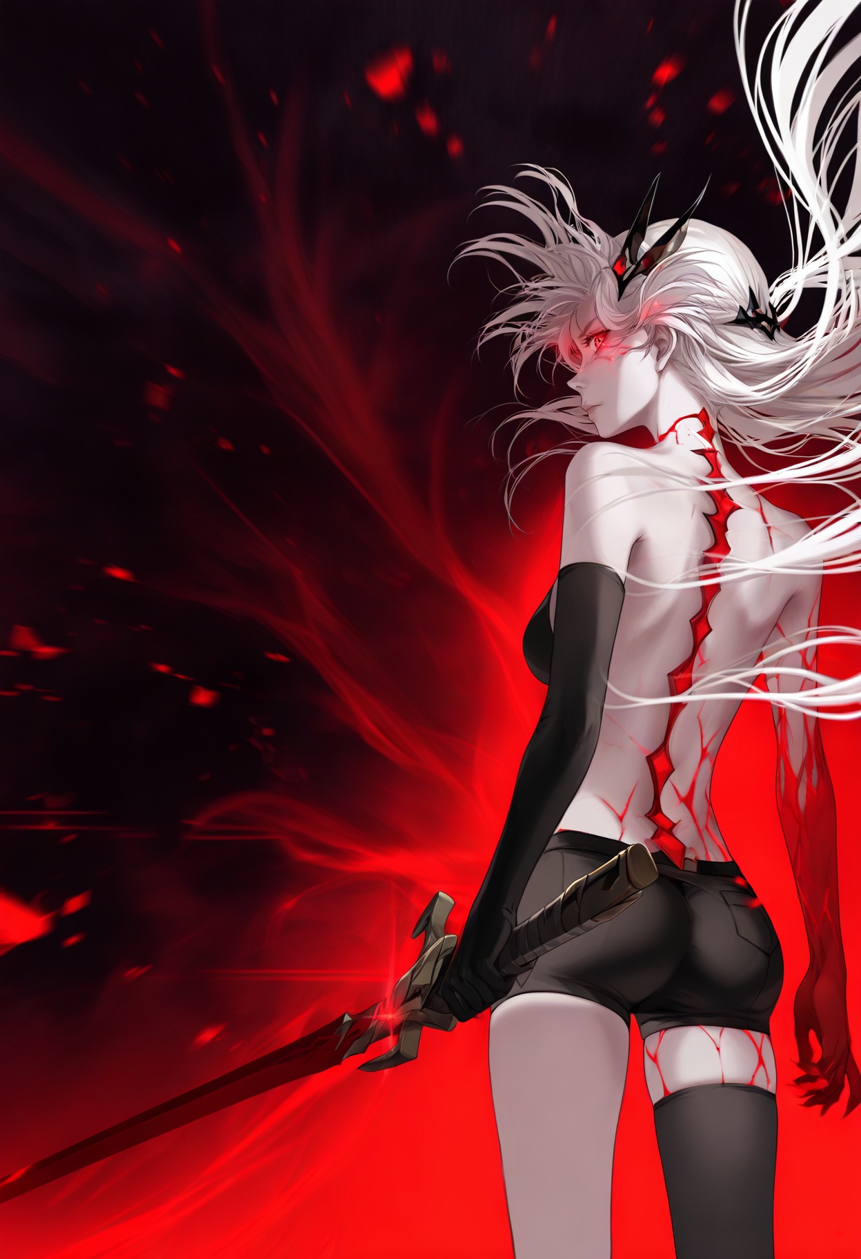 1girl,  long hair,  weapon on Tensor.Art