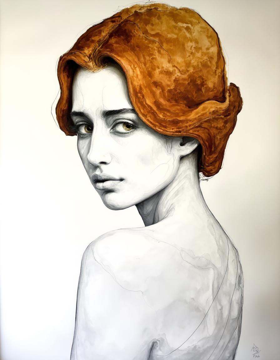 Chris Luha art.The image is a highly detailed,  realistic pencil drawing of a young woman with a striking resemblance to t...