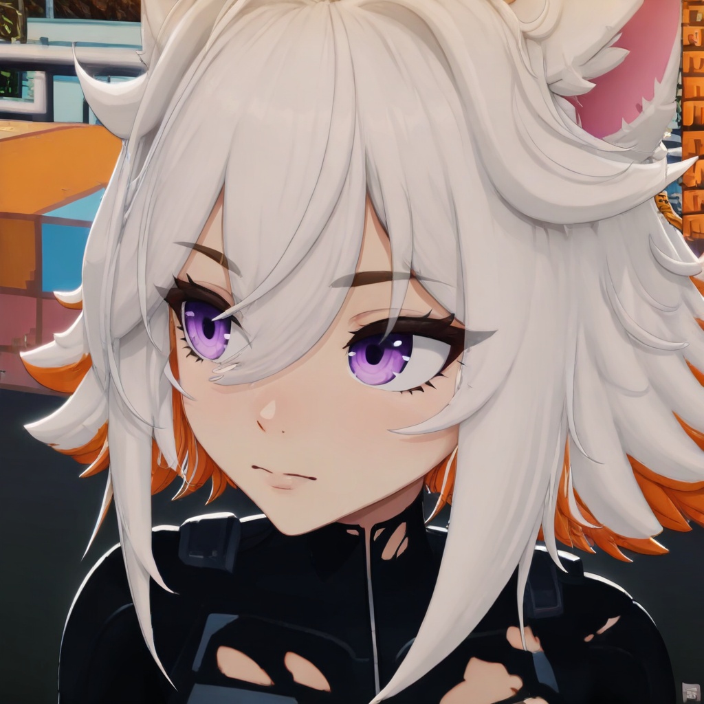 Deme_(vtuber),  ahoge,  white hair on Tensor.Art