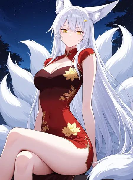 1 girl,  solo,  white hair on Tensor.Art