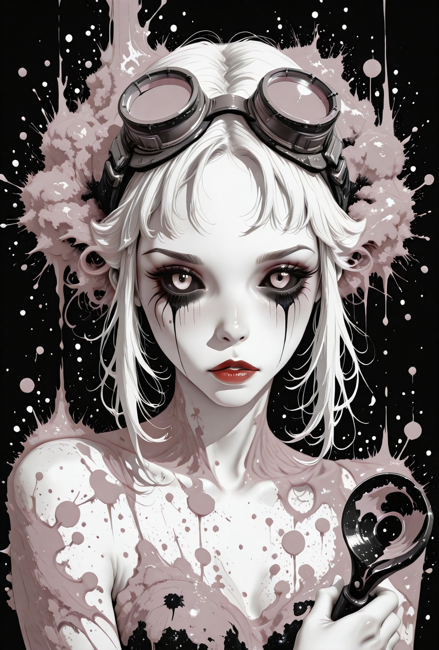 1girl,  black background,  black sclera on Tensor.Art
