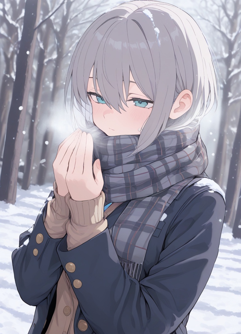 1girl,  grey hair,  short hair on Tensor.Art