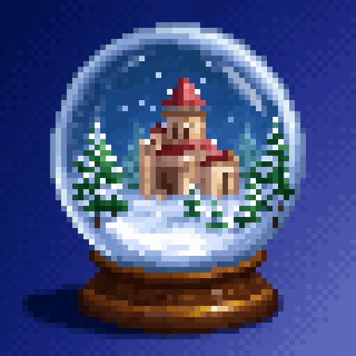 HoMM2 style Snow Globe artifact,  gradient blue background.The artwork depicts a snow globe. Inside the globe is Dragon Ut...