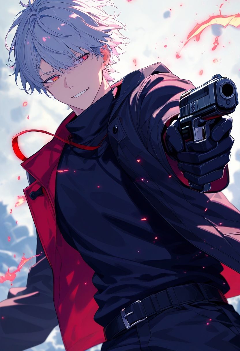 1boy,  solo,  handgun on Tensor.Art