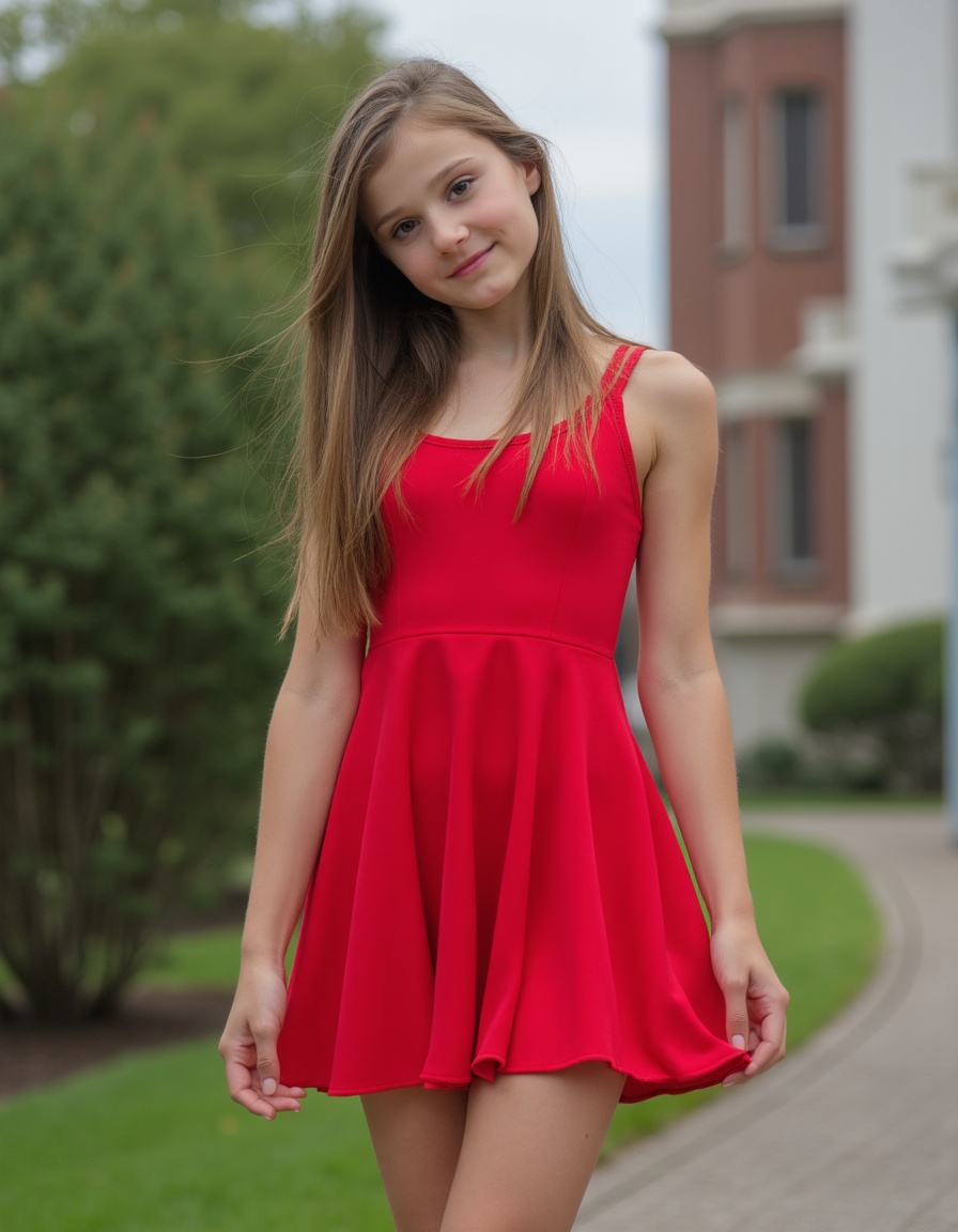 girl,  wearing Red mini dress on Tensor.Art