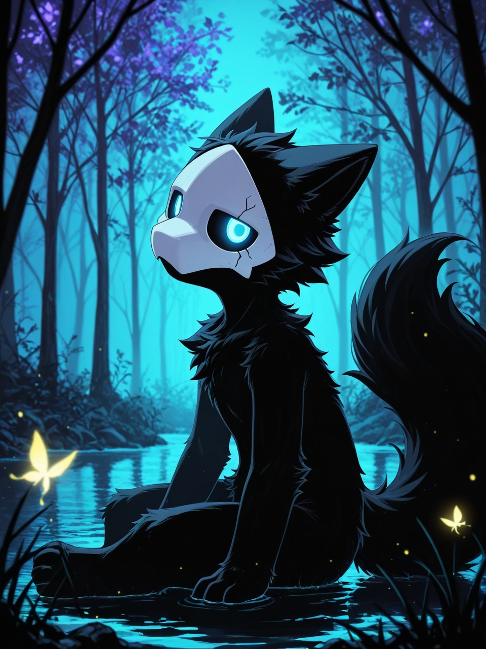 solo anthro furry,  puro \(changed\),  side view on Tensor.Art