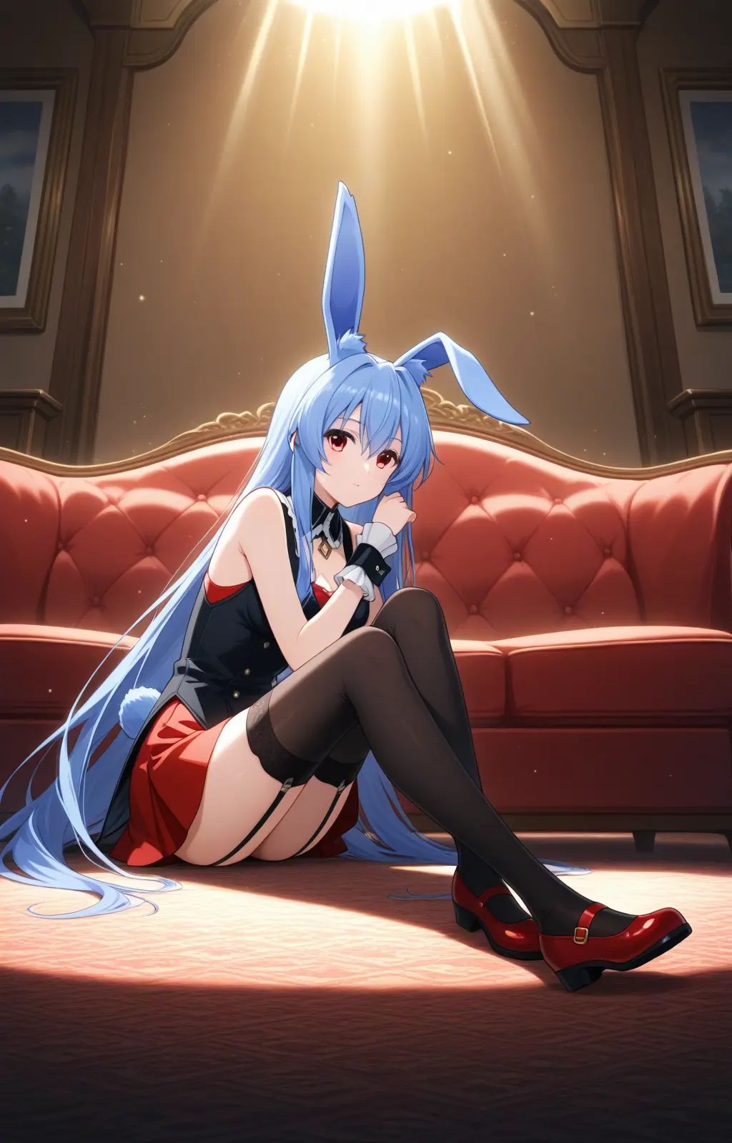pc-kurousagi,  red eyes,  long hair on Tensor.Art